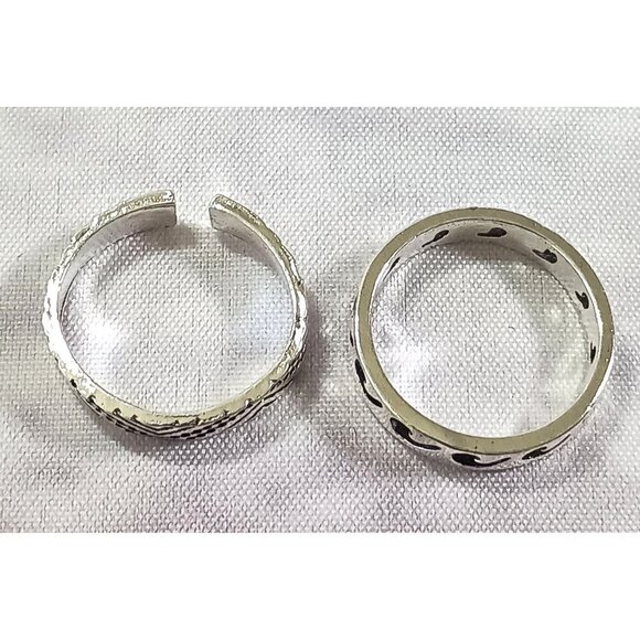 💍 Tribal Open Ring & Minimalist Wave Cut Ring Set – Stylish & Versatile! - Picture 2 of 5